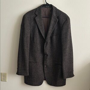 Vintage Boss Hugo Boss Gray/Brown Virgin Wool Tweed Sport Coat Mars Blazer...42L